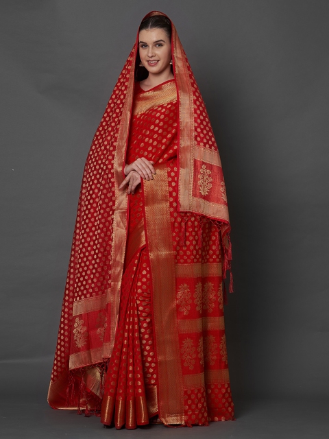 

Mitera Maroon Woven Design Banarasi Saree