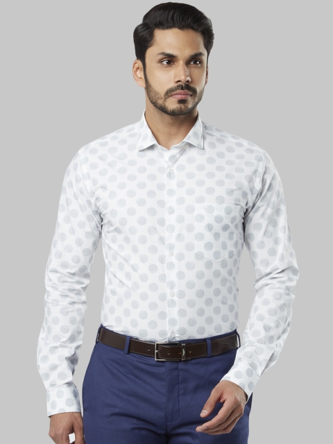 Park Avenue Men White Slim Fit Printed Formal Shirt