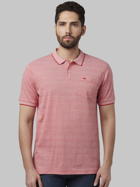 

Park Avenue Men Red Striped Polo Collar T-shirt