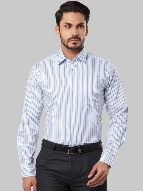 

Raymond Men Blue Regular Fit Striped Formal Shirt