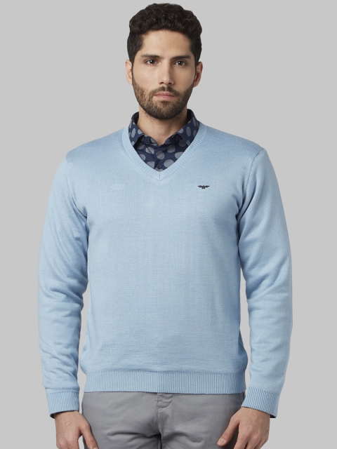 

Park Avenue Men Blue Solid Sweater