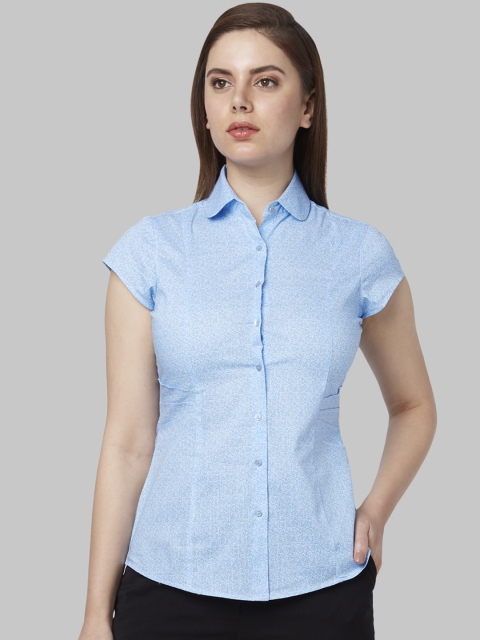 Park Avenue Woman Blue Regular Fit Printed Casual Shirt