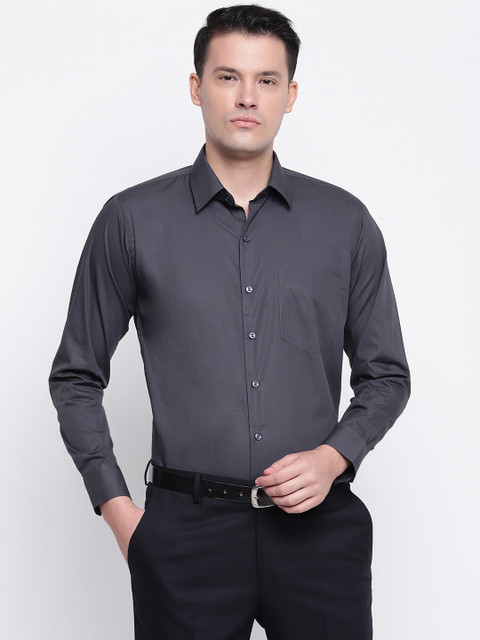 

Hancock Men Grey Slim Fit Solid Formal Shirt