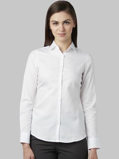 

Park Avenue Woman White Regular Fit Solid Casual Shirt