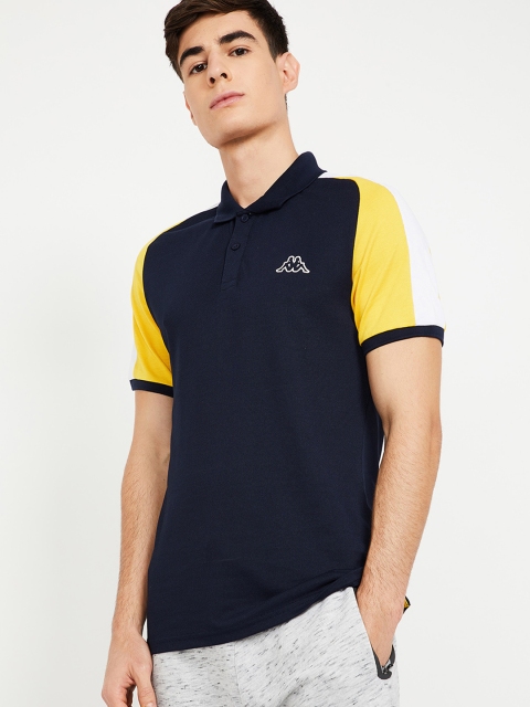

Kappa Men Navy Blue Colourblocked Polo Collar T-shirt