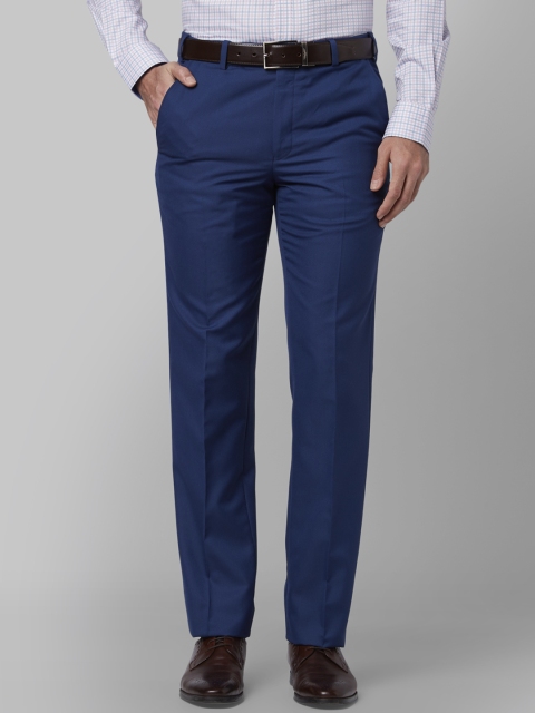 

Park Avenue Men Blue Regular Fit Self Design Formal Trousers