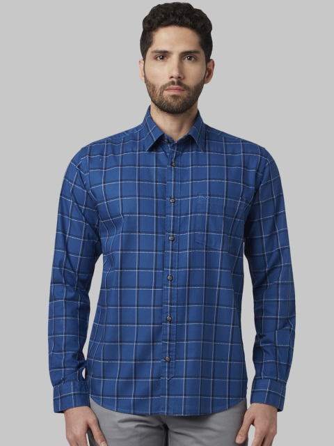 

Park Avenue Men Blue Slim Fit Checked Casual Shirt