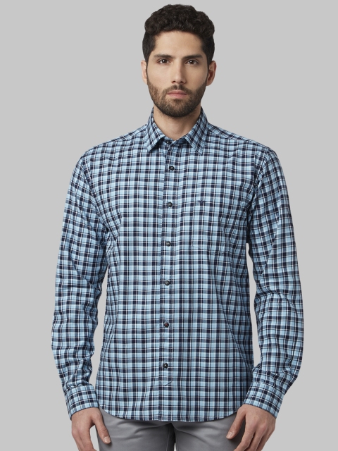 

Park Avenue Men Blue Slim Fit Checked Casual Shirt