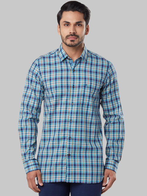 

Raymond Men Blue & White Regular Fit Checked Formal Shirt