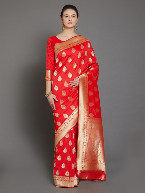 

Mitera Red Silk Blend Woven Design Banarasi Saree