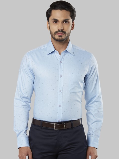 

Raymond Men Blue Regular Fit Self Design Formal Shirt