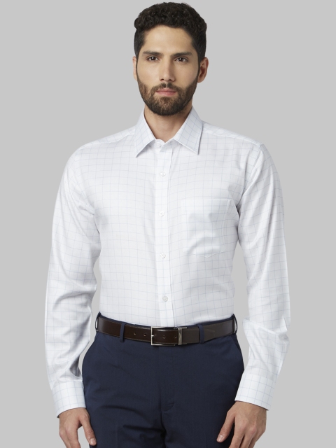 

Park Avenue Men White Regular Fit Checked Formal Shirt
