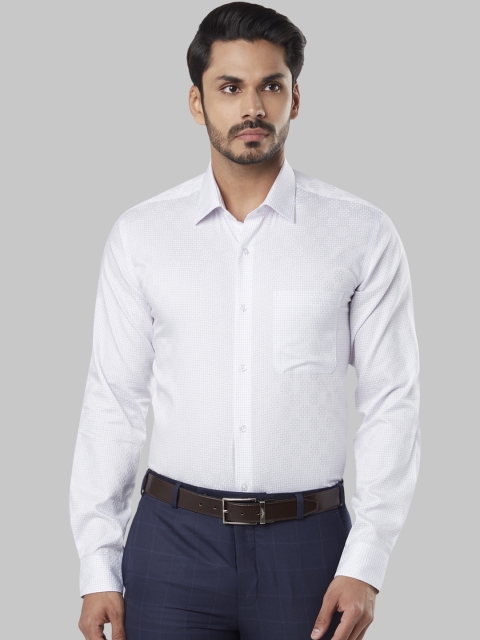 

Raymond Men White & Purple Regular Fit Checked Formal Shirt