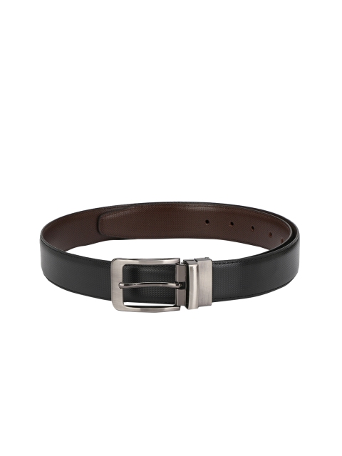 Calvadoss Men Black & Brown Textured Reversible Belt