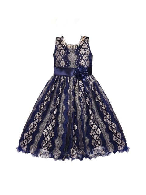 

Wish Karo Girls Navy Blue Fit and Flare Dress