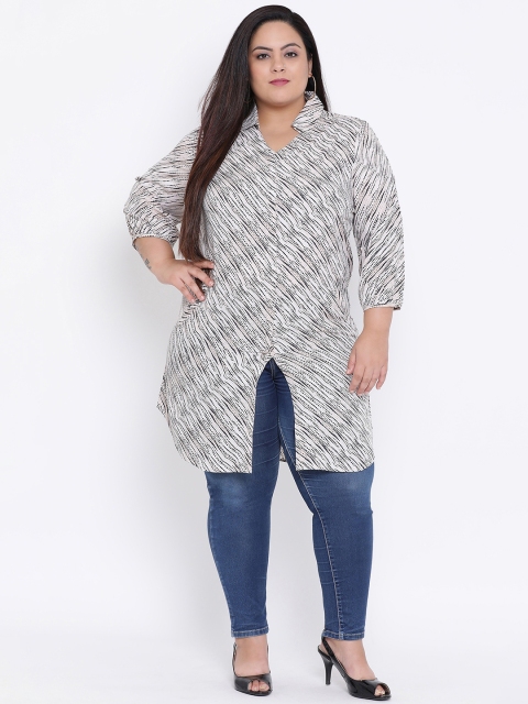

Oxolloxo Women Off-White Regular Fit Printed Casual Shirt
