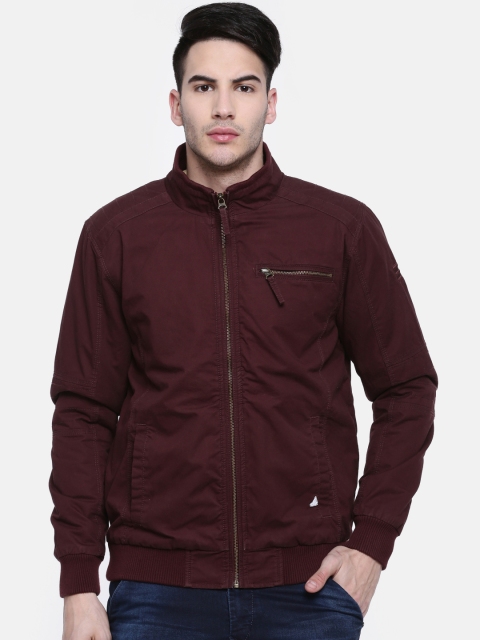 

t-base Men Maroon Solid Lightweight Jacket