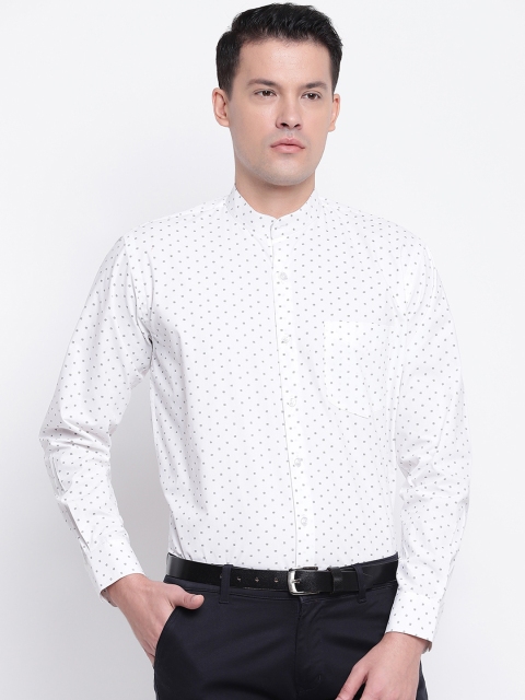 

Hancock Men White Slim Fit Printed Formal Shirt
