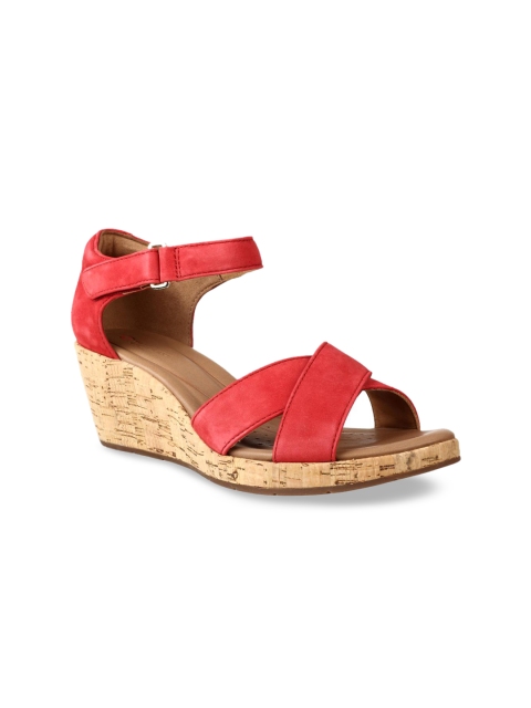 

Clarks Women Red Solid Nubuck Leather Heels