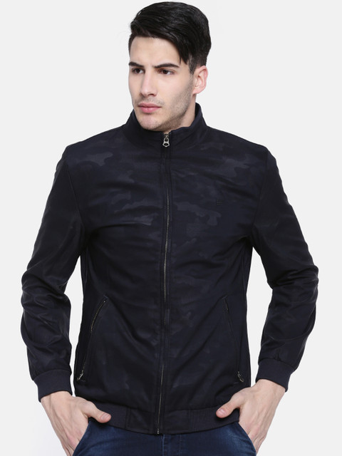 

t-base Men Navy Blue Printed Lightweight Jacket