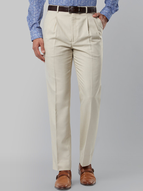

Raymond Men Beige Regular Fit Solid Formal Trousers