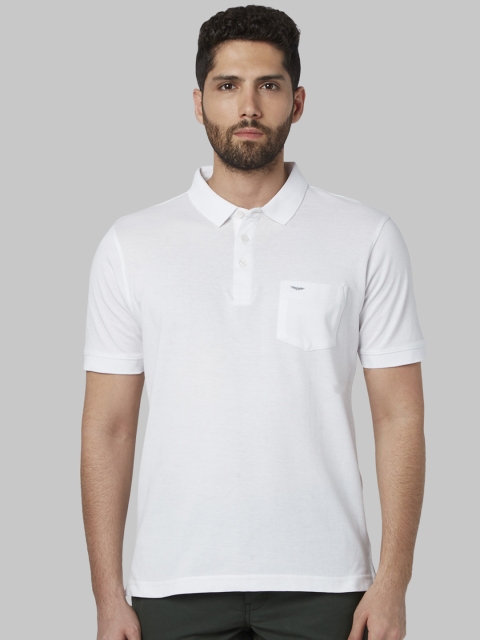 

Park Avenue Men White Solid Polo Collar T-shirt