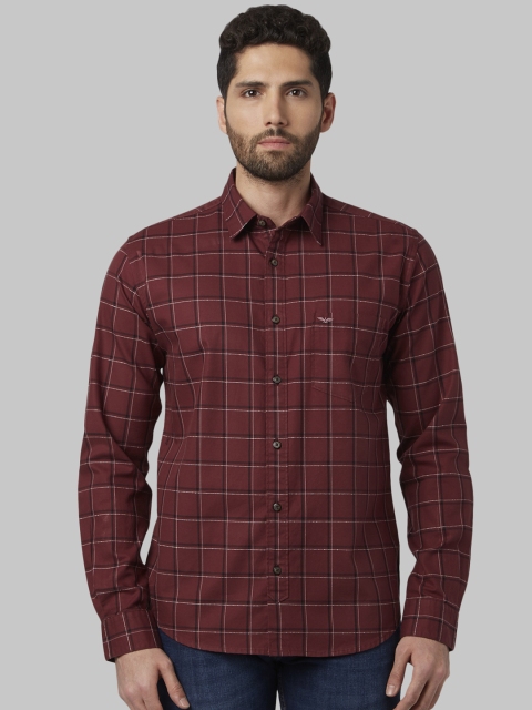 

Park Avenue Men Maroon Slim Fit Checked Casual Shirt