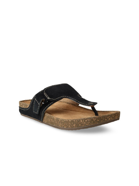 

Clarks Women Black Solid Leather T-Strap Flats
