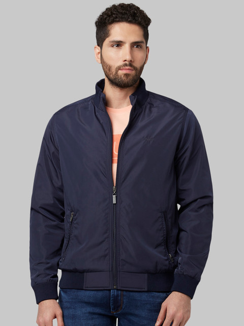 

Park Avenue Men Navy Blue Solid Bomber Jacket