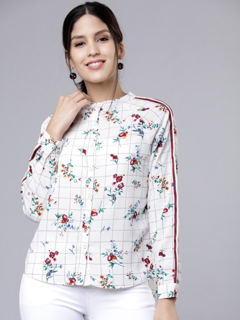 

Tokyo Talkies Women White Regular Fit Printed Casual Shirt