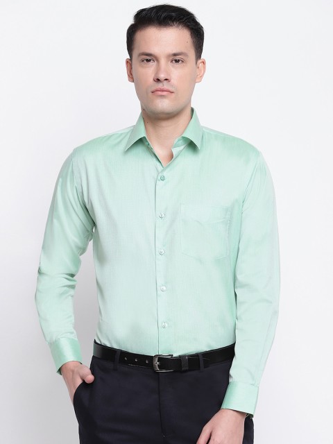 

Hancock Men Green Slim Fit Solid Formal Shirt