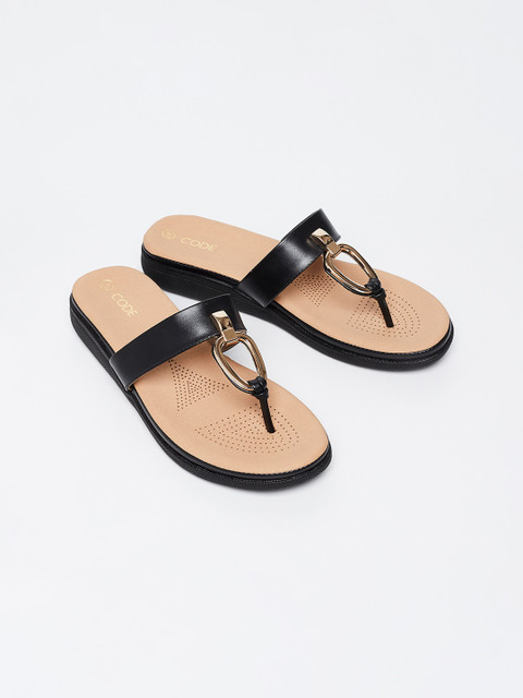 

CODE by Lifestyle Women Black Solid Open Toe Flats