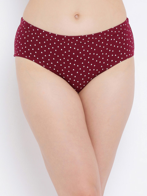 

Clovia Women Maroon Printed Hipster Briefs PN3076P15