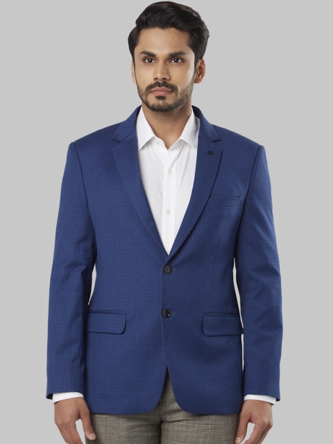 

Raymond Men Blue Self Design Regular-Fit Single-Breasted Blazer