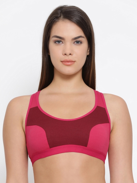 

Clovia Cotton Rich Non-Padded Non-Wired Racerback Sports Bra, Pink