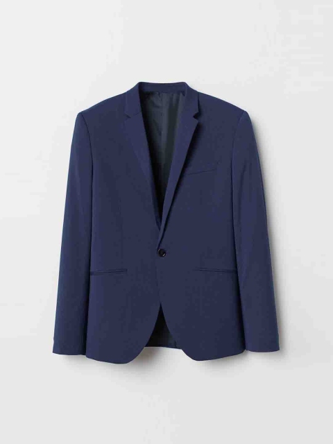 

H&M Men Blue Solid Blazer Super Skinny Fit