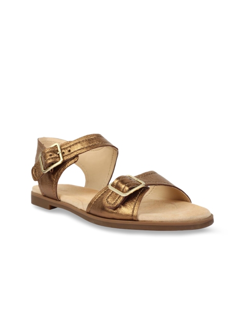 

Clarks Women Brown Solid Leather Open Toe Flats