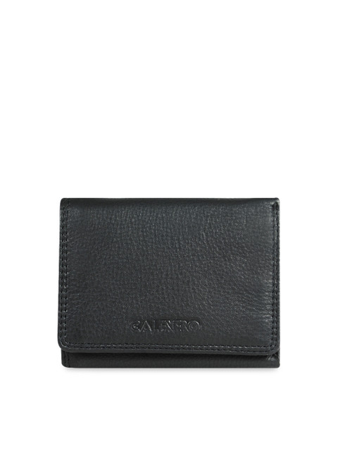 

CALFNERO Men Black Solid Genuine Leather Three Fold Wallet