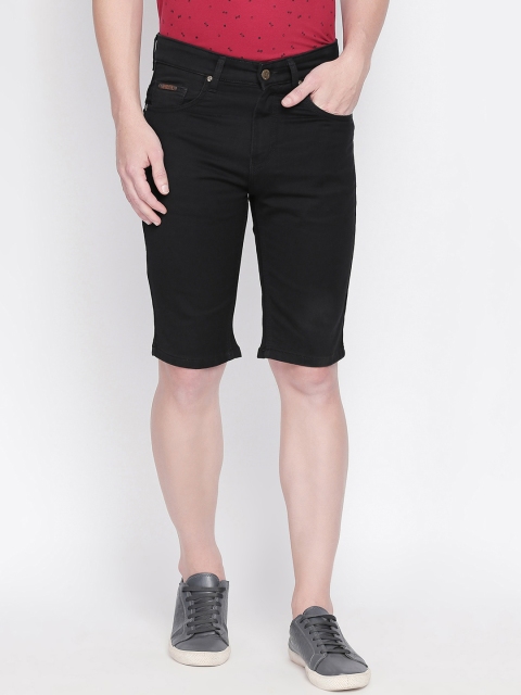 

BOLTS and BARRELS Men Black Solid Slim Fit Denim Shorts
