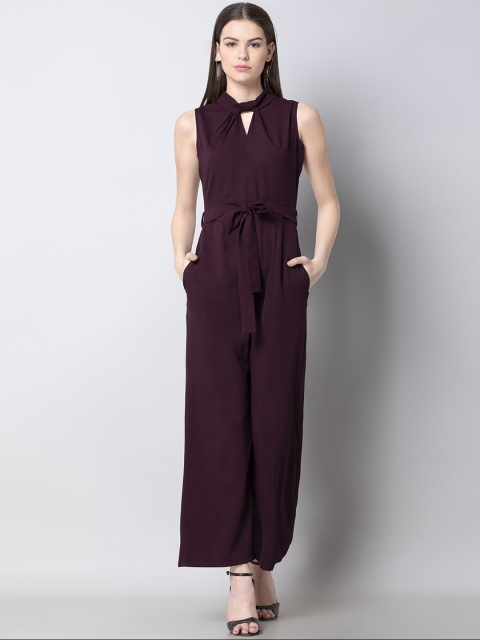 

Faballey Women Burgundy Solid Basic Jumpsuit