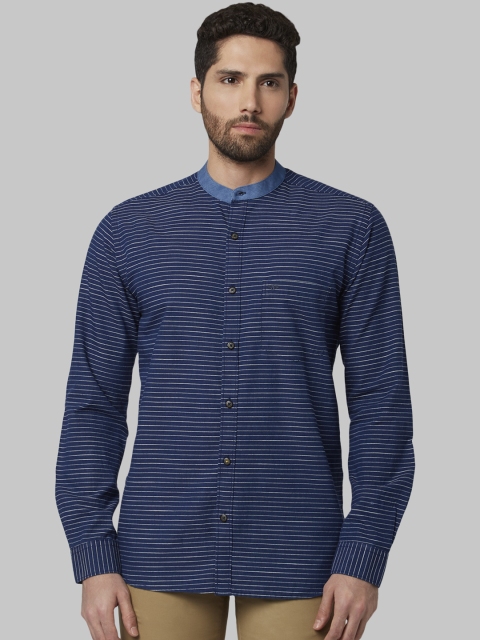 

Park Avenue Men Blue Slim Fit Striped Casual Shirt