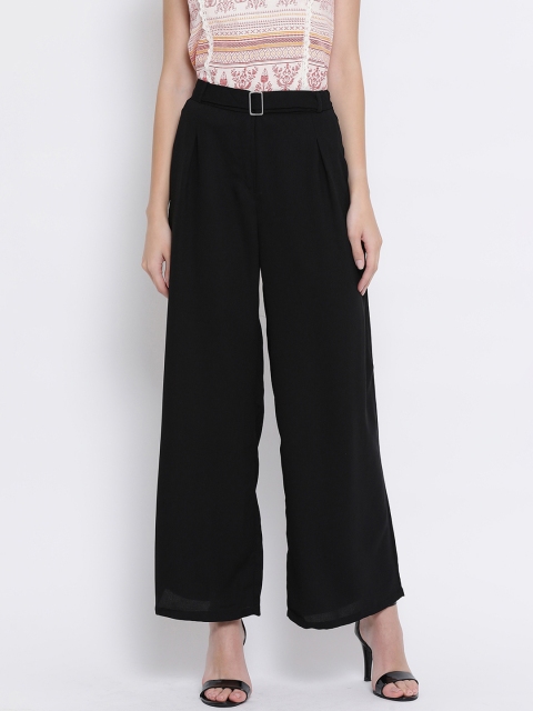 

Oxolloxo Women Black Regular Fit Solid Parallel Trousers