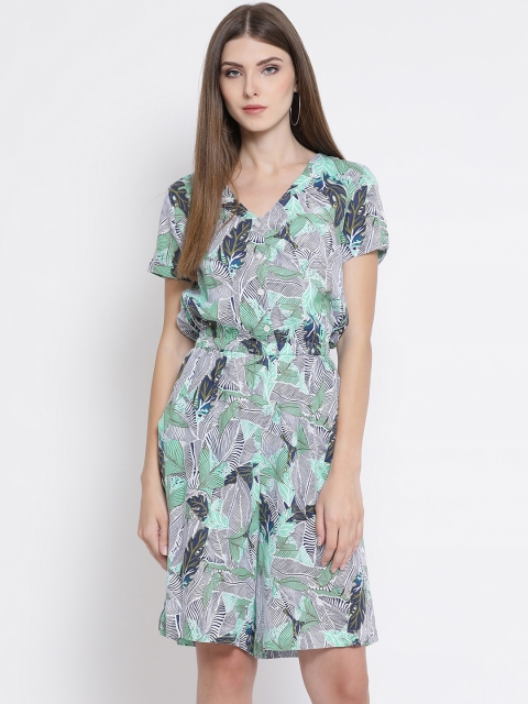 

Oxolloxo Green & Grey Printed Playsuit