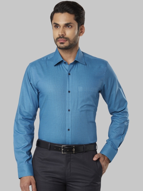

Raymond Men Blue Regular Fit Printed Party Shirt