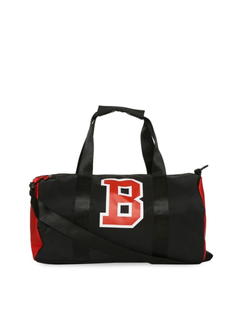 

United Colors of Benetton Unisex Black Printed Medium Duffle Bag