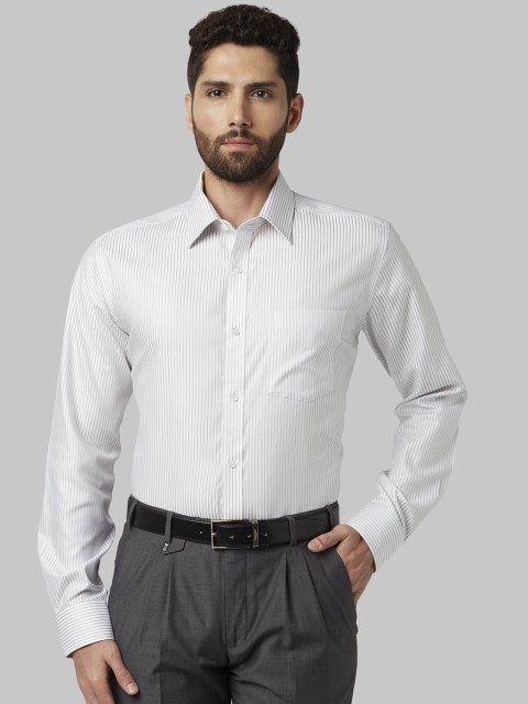 

Park Avenue Men White Regular Fit Striped Formal Shirt