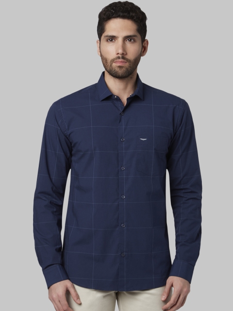 

Park Avenue Men Blue Slim Fit Checked Casual Shirt