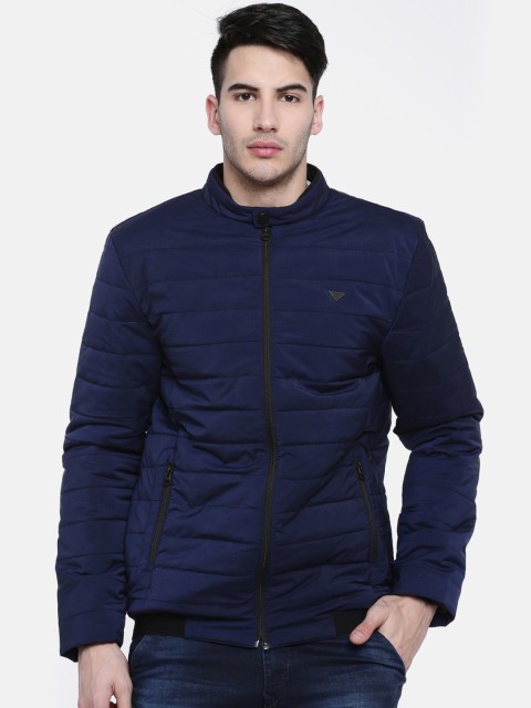 

t-base Men Navy Blue Solid Lightweight Jacket