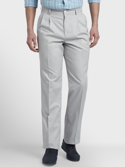 

ColorPlus Men Grey Regular Fit Solid Formal Trousers