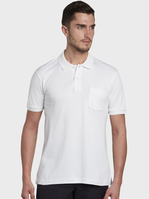 

ColorPlus Men White Solid Polo Collar T-shirt